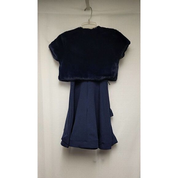 Knit Works Halter Neck Shimmer Navy Blue Party Dress Bolero Jacket Size 12 - Picture 5 of 8